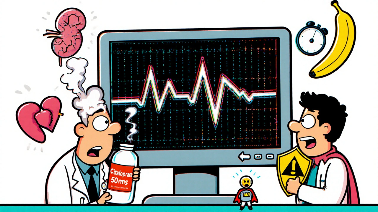 An ECG monitor screaming at 500ms while doctors argue over high-dose pills and floating risk factors.
