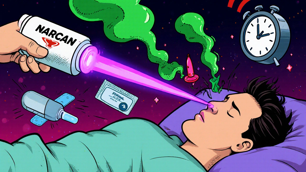 Someone revived by Narcan spray while toxic opioids continue leaking behind them.